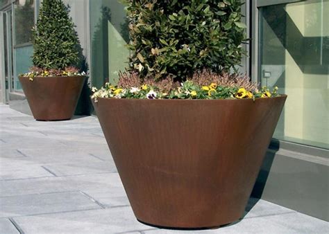 Large Traditional Corten Steel Round Planter Various Sizes Colors