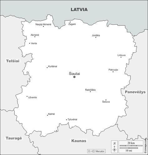 Šiauliai free map, free blank map, free outline map, free base map ...