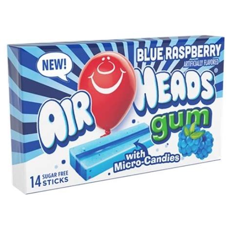 Airheads Blue Raspberry Bubblegum 14 Sugar Free Chewing Gum Sticks