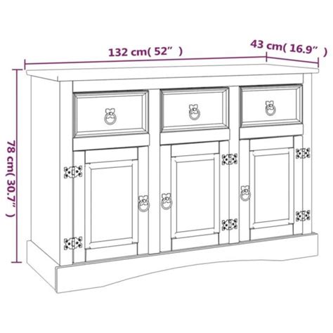 Buffet Gamme Corona Pin Massif Mexicain Blanc 132x43x78 Cm Vidaxl à