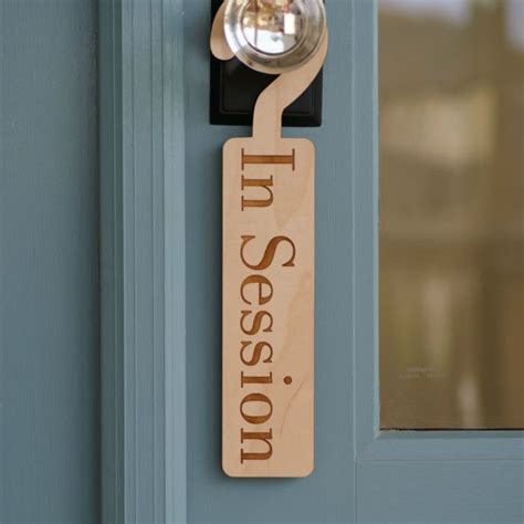 In Session Please Knock Door Hanger Sign Mad Tree Woodcrafts