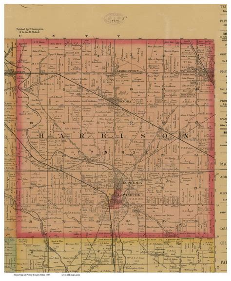 Harrison Ohio 1887 Old Town Map Custom Print Preble Co Old Maps