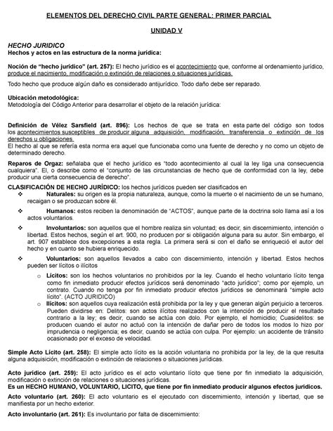 Resumen Segundo Parcial Civil Elementos Del Derecho Civil Parte General Primer Parcial