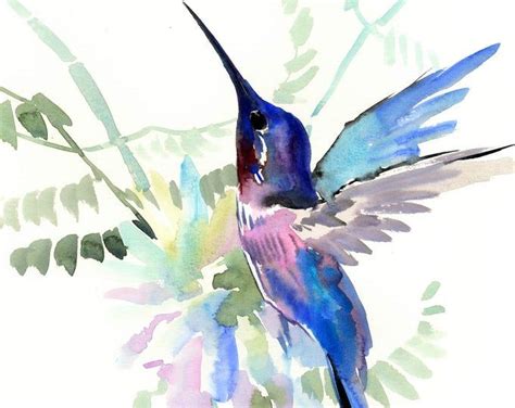 Fliegende Kolibri Malerei Original Aquarell Ein Von Einer Etsy