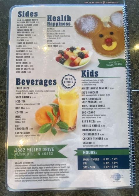 Menu At Sunrise House Of Pancakes Restaurant Plymouth