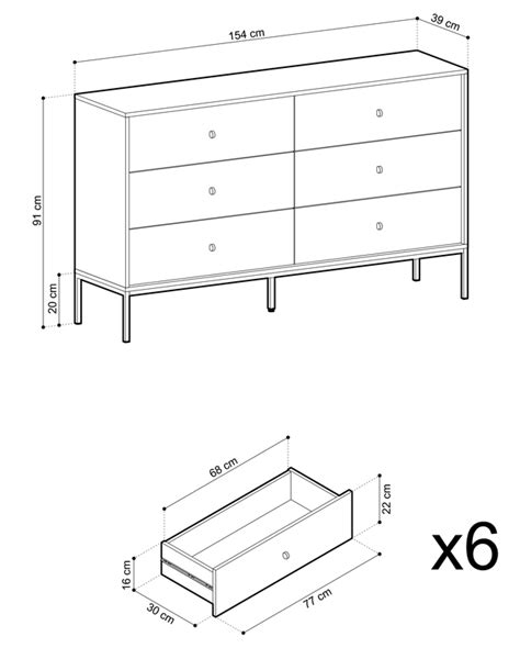 Komoda Monne 154 cm z sześcioma szufladami granatowa vintage Selsey