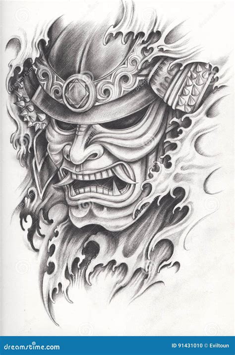 Tatuaje Del Guerrero Del Samurai Stock de ilustración - Ilustración de ...