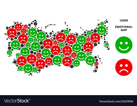 Emotion Ussr Map Mosaic Of Smileys Royalty Free Vector Image