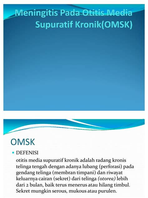 PDF Meningitis Pada Otitis Media Supuratif Kronik OMSK 1 DOKUMEN TIPS