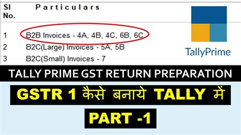 39 Tally Prime Gst Return Preparation Gstr 1b2b Invoices Intrastate And Interstate Supply