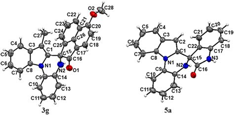 Ortep Diagrams Of Compounds G And A Thermal Ellipsoids Are Shown At