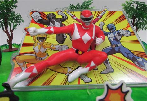 Power Rangers Birthday Cake Topper Set Featuring Figure And Decorative