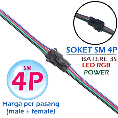 Jual Soket Terminal Kabel Male Female 4 Pin 3S SM 2 54 Connector