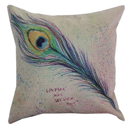 Colorful And Beautiful Vintage Peacock Feather Cover Pillowcases Back