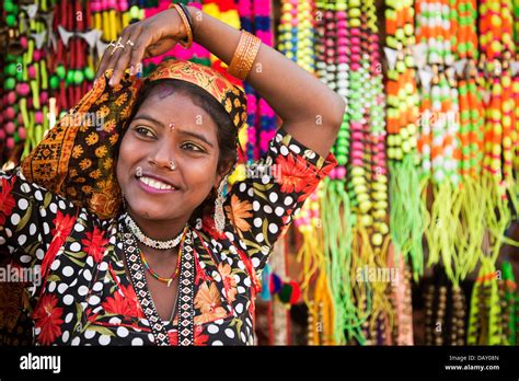 Woman Posing In Traditional Rajasthani Dress Pushkar Ajmer Rajasthan