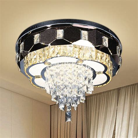 LED Crystal Flush Mount Light Modernism Stainless Steel Tapered Bedroom