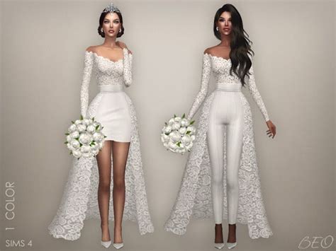 Sims 4 Ccs The Best Wedding Collection Lorena By Beo Belle Robe De Mariée Vetement