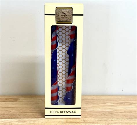 Handmade Red White And Blue Double Flare Taper Beeswax Etsy