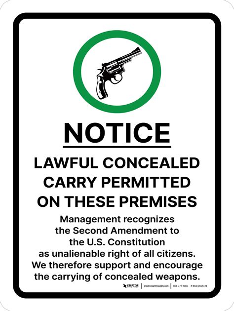 Notice Lawful Concealed Carry Permitted On These Premises Management