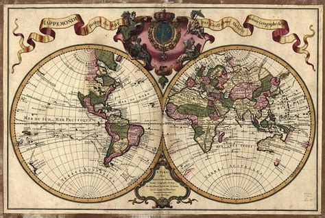 Antique Maps Old Cartographic Maps Antique Map Of The World Double Hemisphere Mappemonde