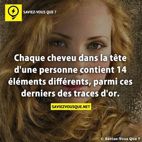 Chaque cheveu dans la tête dune personne contient 14 éléments