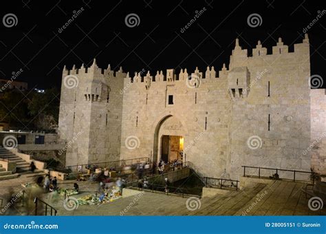 Damascus Gate Stock Image Image Of Night Israel Jerusalem 28005151