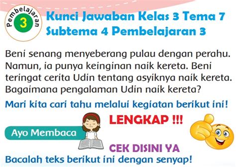 Lengkap Kunci Jawaban Kelas Tema Subtema Pembelajaran