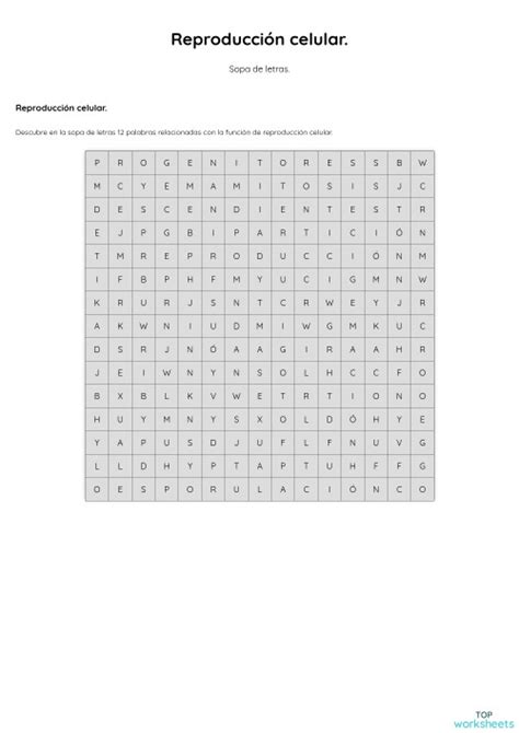 Reproducción Celular Ficha Interactiva Topworksheets