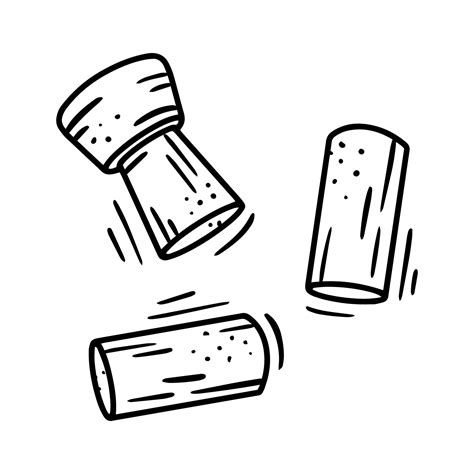 Wine Stoppers Linear Vector Icon In Sketch Style Vector Art At