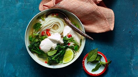 Ginger Lemongrass Broth With Noodles Silken Tofu And Broccoli Recipe Ginger Chicken Soup