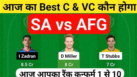 Sa Vs Afg Dream11 Prediction Sa Vs Afg South Africa Vs Afghanistan