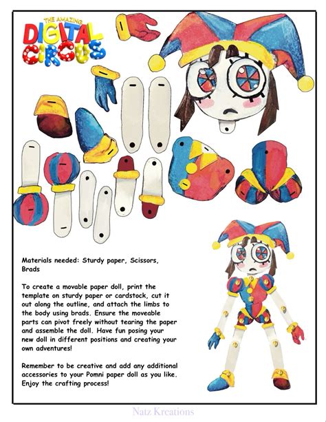 Pomni Paper Doll Simplified Template Artofit