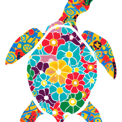 Full Body Sea Turtle Graphic With Colorful Graphic Mosaic Creative