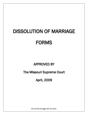 2009 MO Dissolution Of Marriage Forms Packet Fill Online Printable