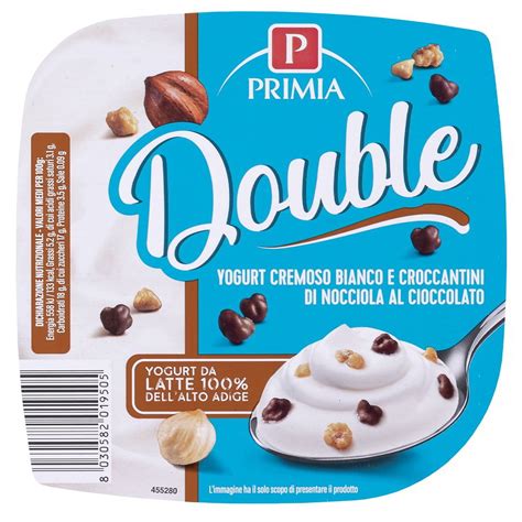 YOGURT DOUBLE BIANCO CROCCANTINI DI NOCCIOLA AL CIOCCOLATO PRIMIA 150 G