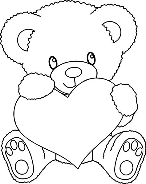 Teddy Bear With Heart Coloring Page