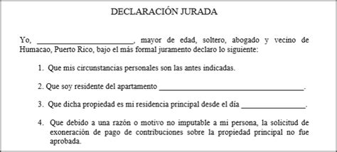 Declaraciones Juradas Puerto Rico Modelos De Documentos Legales