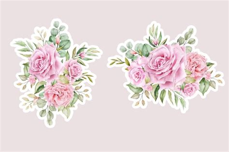Premium Vector Red Roses Sticker Arrangement Design