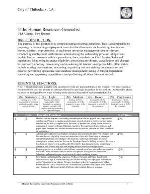 Fillable Online Human Resources Generalist Flsa Exempt Department Fax