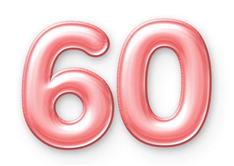 60 Number Balloon Pink 24652394 PNG