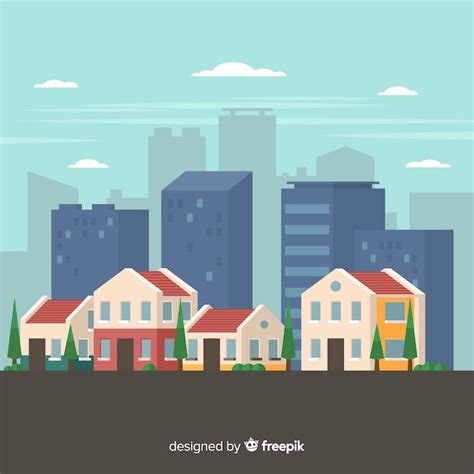 Paisaje Urbano Moderno Con Dise O Plano Vector Gratis