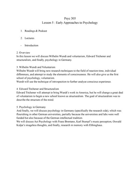 Psyc Lesson Lecture Notes For Psyc Summer Semester