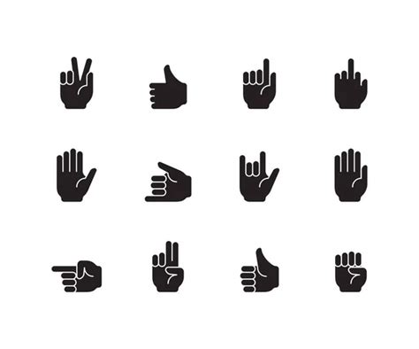 Hand Gestures Iconset Contour Flat — Stock Vector © Macrovector 38015539