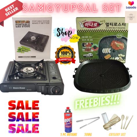 Samgyupsal Set Square Korean Samgyeopsal Grill Stove Top Pan Barbecue Bbq Non Sticky Pan With