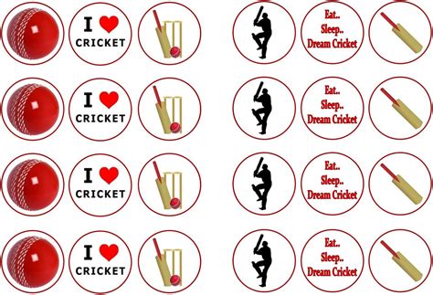 Cricket Collection 24 X Cupcake Cake Toppers Choice Of Wafer Paper Or