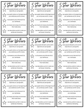 Star Writing Poster And Checklists By Sunset Education Store Tpt