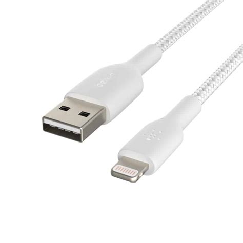 Câble Tressé Lightning USB A 1M blanc ou noir