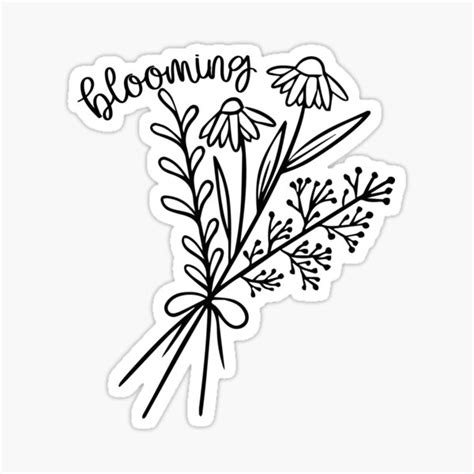 Wild Flowers Bouquet Drawing Sticker For Sale By Bronikowskiart Redbubble