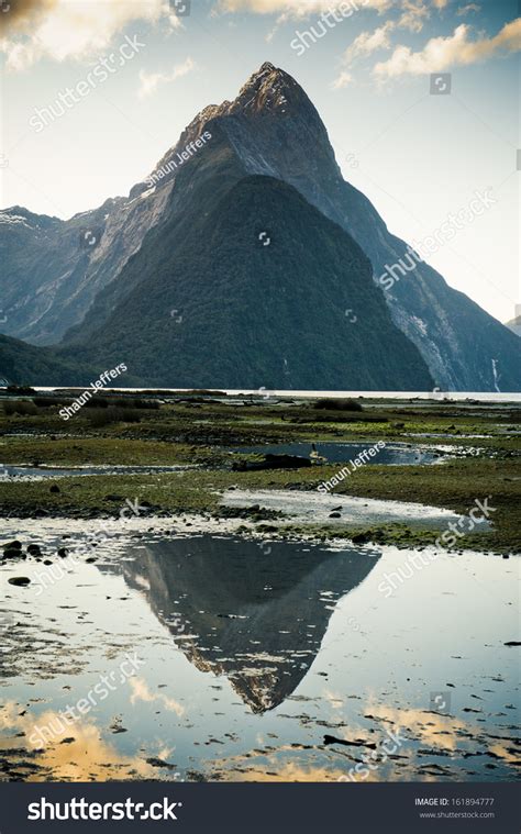 Mitre Peak Reflections Milford Sound Fiordland Stock Photo 161894777