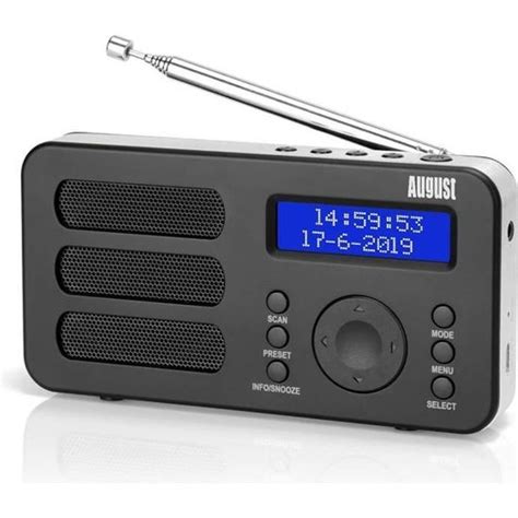 Radio Portable Rechargeable Dab Fm August Mb Noir Batterie